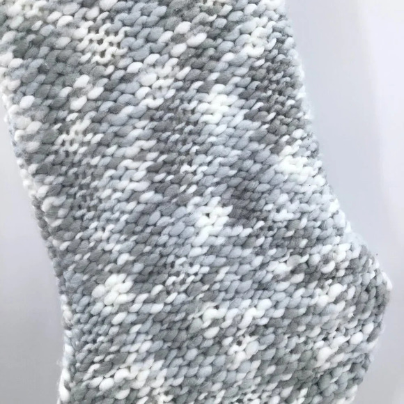 NWT Rachel Zoe Knit Christmas Stocking Large Tassels Blue Cream Grey Yarn Winter - Picture 7 of 10